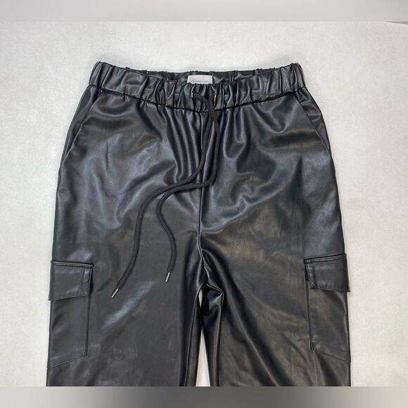 Lovers & Friends Chase Faux Leather Cargo Jogger Pants Women Small Black - Picture 2 of 10